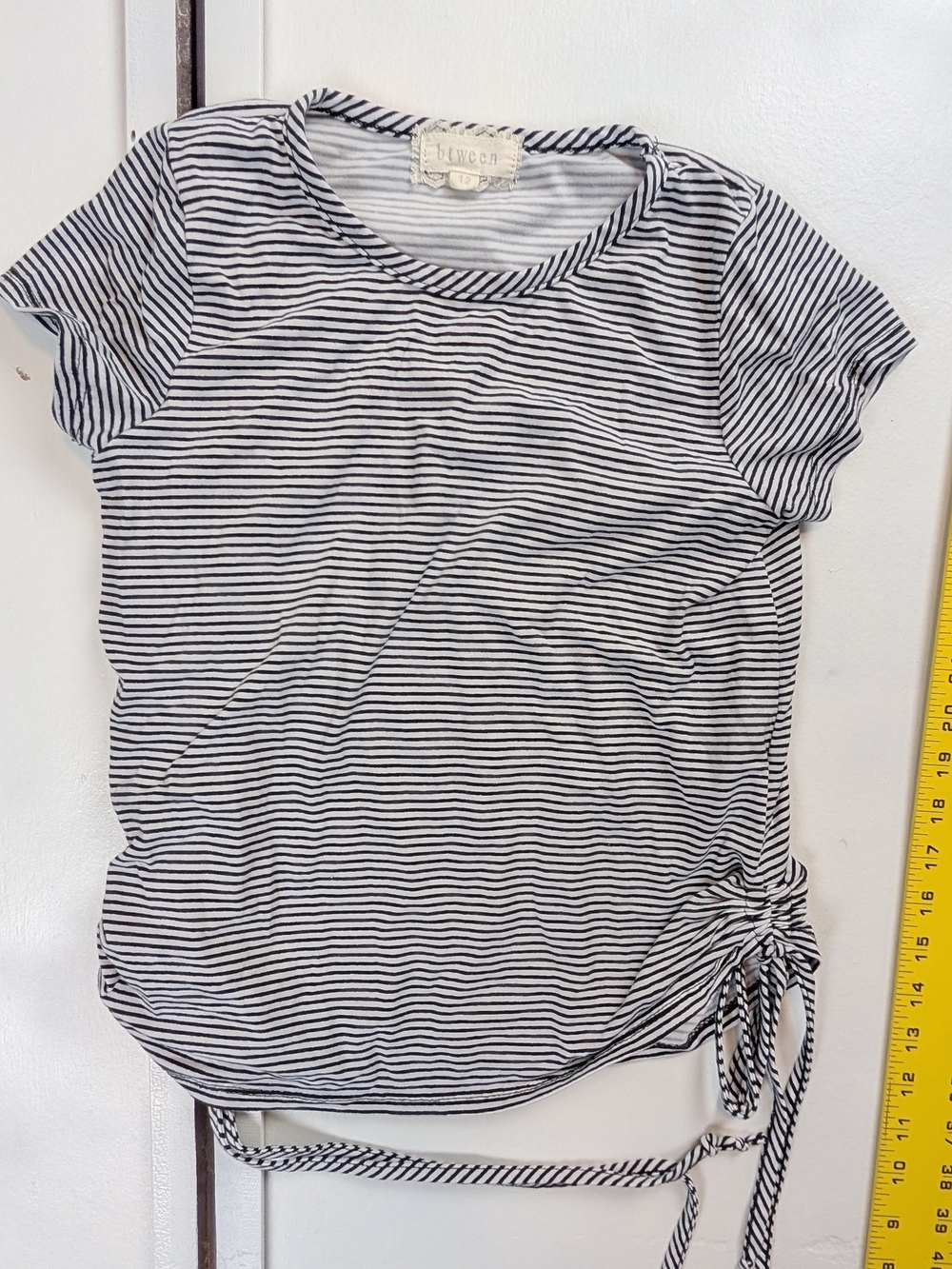 btween Black & White Striped Short-Sleeve Side-Tie Tee